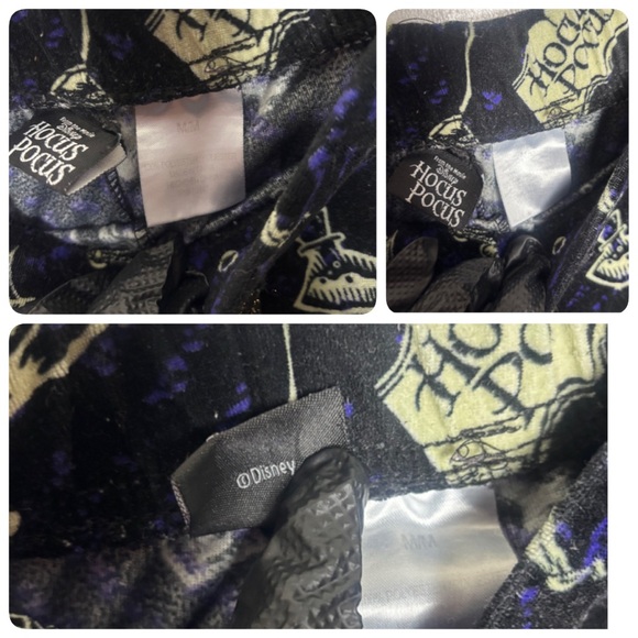 Disney Hocus Pocus black purple & green fuzzy jogger lounge sleep pants size M - Picture 6 of 6